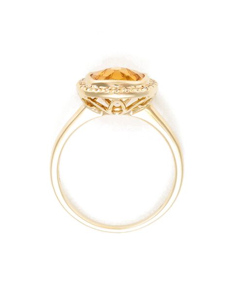 Antieke stenen 0,08 ct diamanten en 2,15 ct citrien geelgouden ring