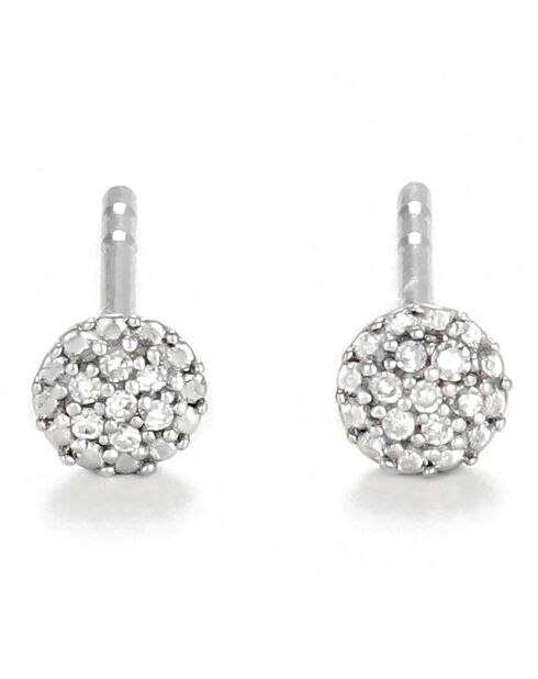 Boucles d'oreilles Round stud Diamants 0.02 ct or blanc