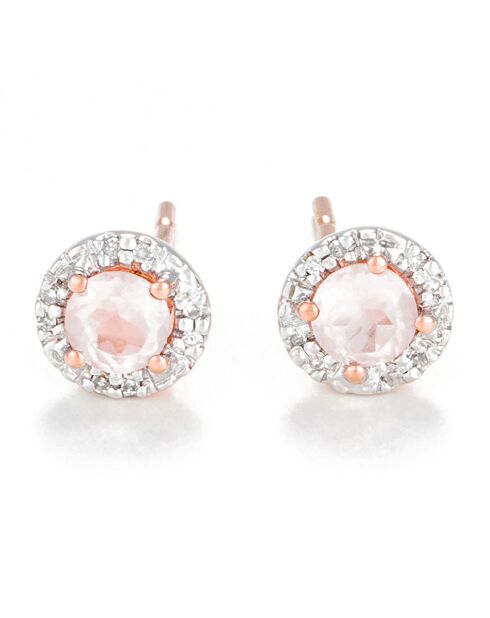 Boucles d'Oreilles Popi Diamants 0.05 ct Quartz 0.46 ct or rose