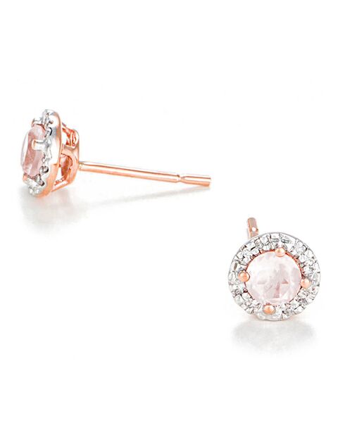 Boucles d'Oreilles Popi Diamants 0.05 ct Quartz 0.46 ct or rose