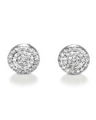 Boucles d'oreilles ronds scintillants Diamants 0.17 ct or blanc