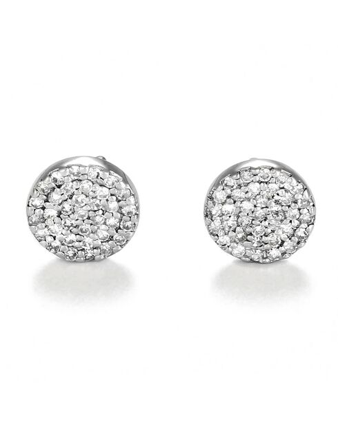 Boucles d'oreilles ronds scintillants Diamants 0.17 ct or blanc