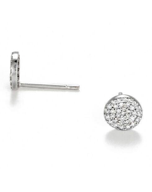 Boucles d'oreilles ronds scintillants Diamants 0.17 ct or blanc