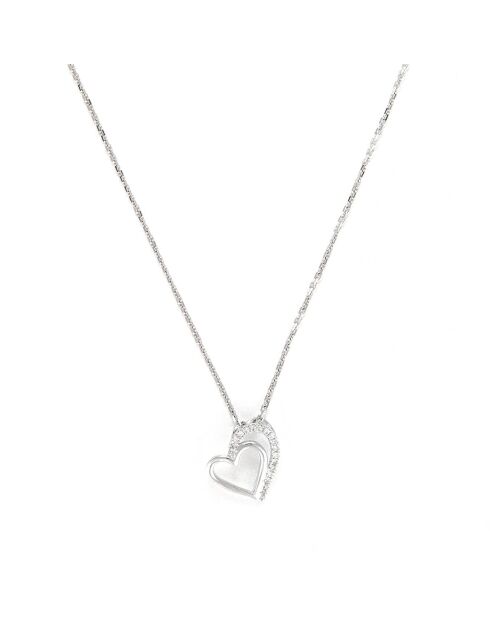 Pendentif Two Hearts Diamant 0.04 ct or blanc