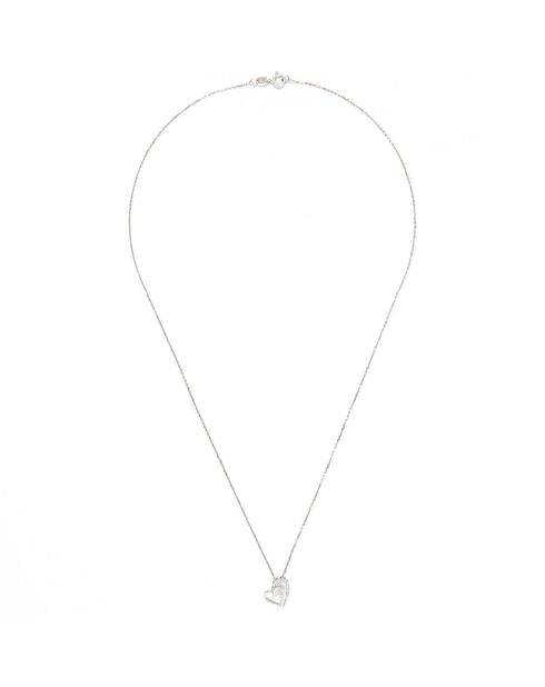 Hanger met twee hartjes, 0.04 ct witgoud