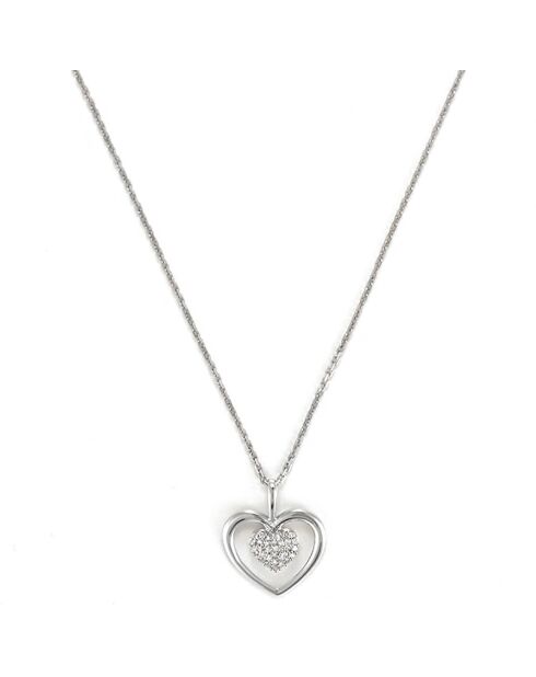 Pendentif Coeur Diamant 0.06 ct or blanc