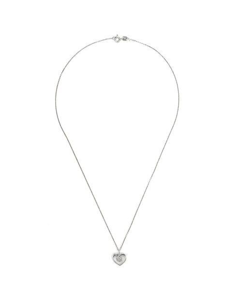 Ciondolo a cuore in oro bianco 0,06 ct con diamanti