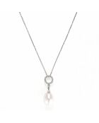 Pendentif Jolie Perle Diamants 0.06ct & perle blanche 8.5mm or blanc