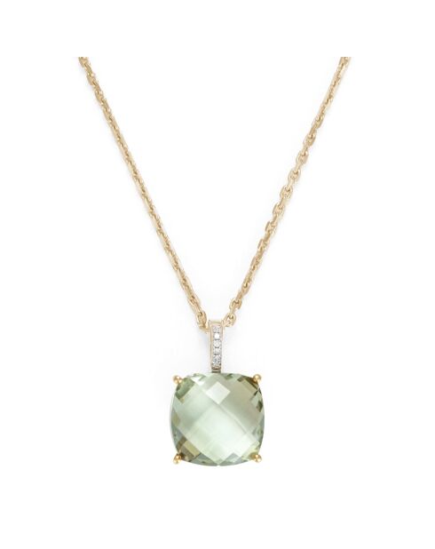 Pendentif Olivia Diamant 0.02 ct & Améthyste verte 5.22 ct or jaune