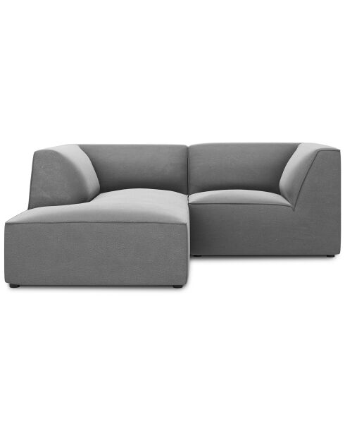 Canapé d'angle gauche 3 Places velours Sao  gris clair - 186x180x69 cm