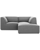 Canapé d'angle droit 3 Places velours Sao gris clair - 186x180x69 cm