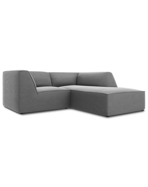 Canapé d'angle droit 3 Places velours Sao gris clair - 186x180x69 cm