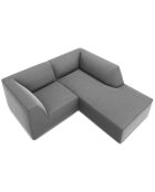 Canapé d'angle droit 3 Places velours Sao gris clair - 186x180x69 cm