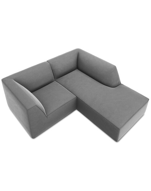 Canapé d'angle droit 3 Places velours Sao gris clair - 186x180x69 cm