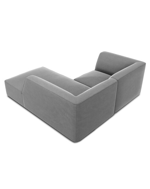 Canapé d'angle droit 3 Places velours Sao gris clair - 186x180x69 cm