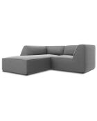 Canapé d'angle gauche 3 Places velours Sao  gris clair - 186x180x69 cm