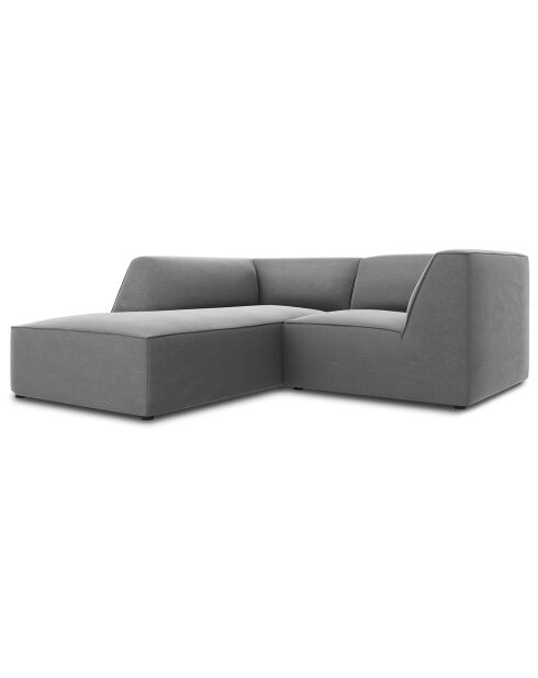 Canapé d'angle gauche 3 Places velours Sao  gris clair - 186x180x69 cm