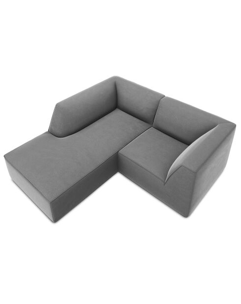 Canapé d'angle gauche 3 Places velours Sao  gris clair - 186x180x69 cm