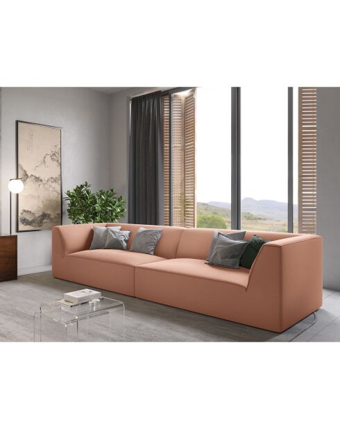 Canapé velours 4 Places Sao rose - 302x93x69 cm