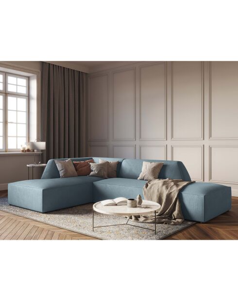Canapé d'angle gauche 4 places Sao bleu clair - 273x180x69 cm