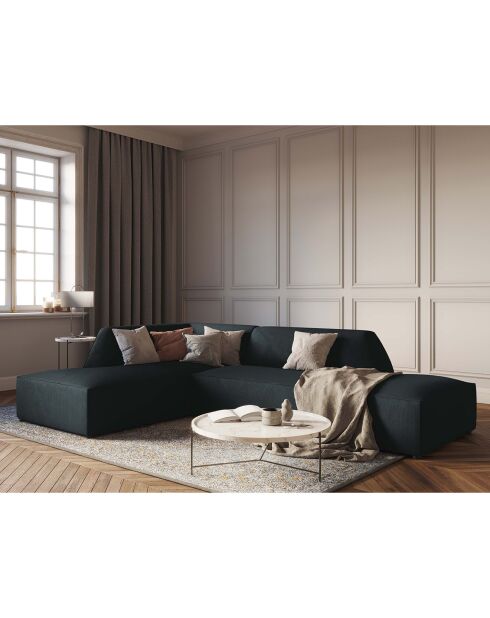 Canapé d'angle gauche 4 places Sao bleu - 273x180x69 cm