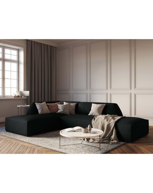 Canapé d'angle gauche 4 places Sao noir - 273x180x69 cm
