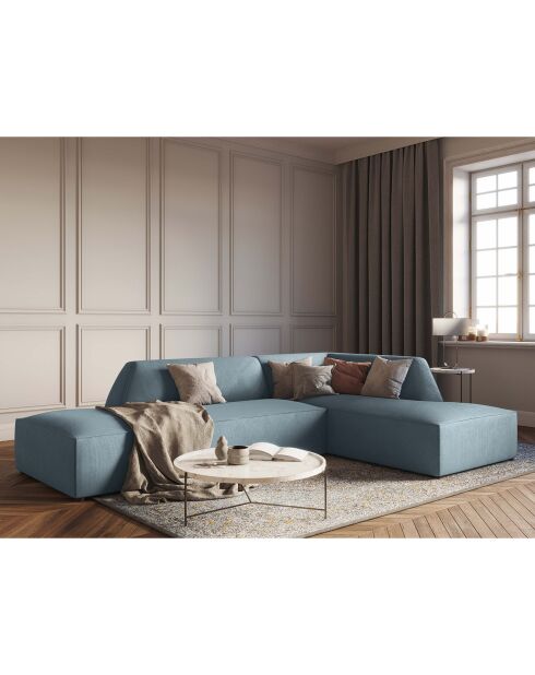 Canapé d'angle droit 4 places Sao bleu clair - 273x180x69 cm