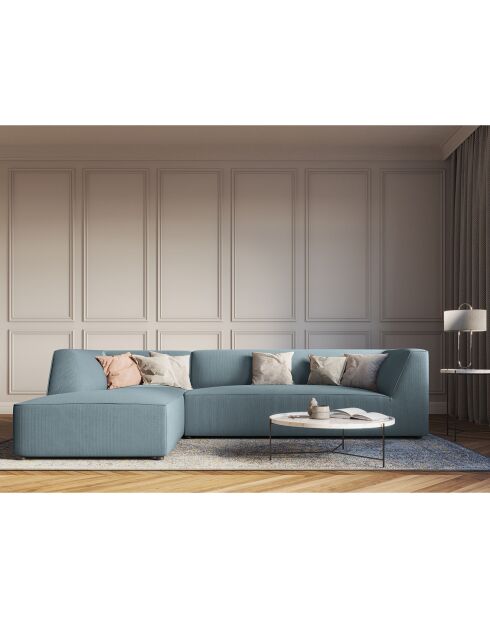 Canapé d'angle gauche 4 places Sao bleu clair - 273x180x69 cm