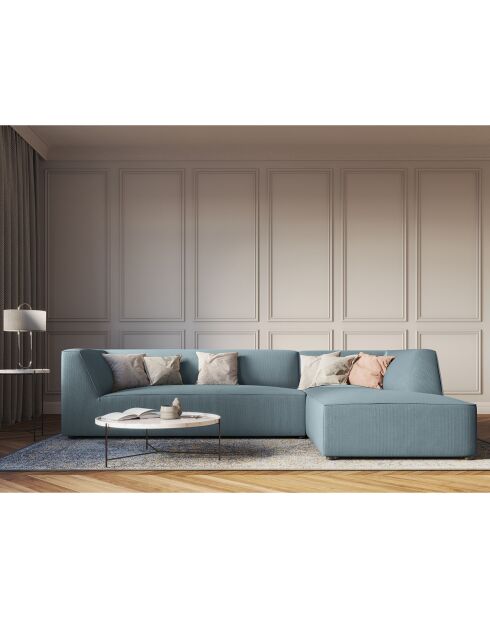 Canapé d'angle droit 4 places Sao bleu clair - 273x180x69 cm