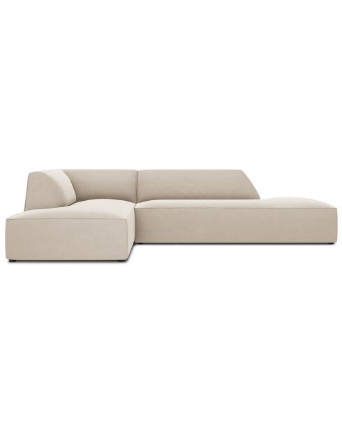 Canapé d'angle gauche 4 places velours Sao beige - 273x180x69 cm