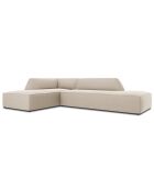 Canapé d'angle gauche 4 places velours Sao beige - 273x180x69 cm