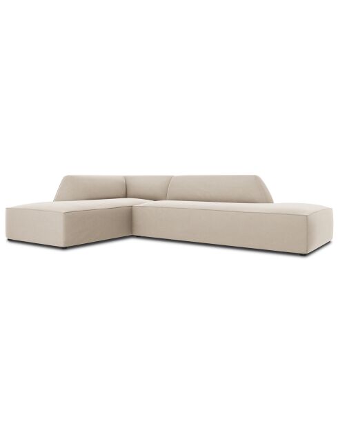 Canapé d'angle gauche 4 places velours Sao beige - 273x180x69 cm