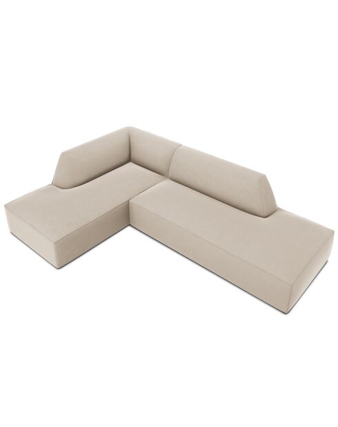 Canapé d'angle gauche 4 places velours Sao beige - 273x180x69 cm