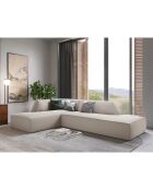 Canapé d'angle gauche 4 places velours Sao beige - 273x180x69 cm