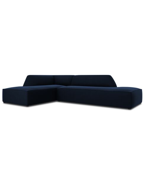Canapé d'angle gauche 4 places velours Sao bleu roi - 273x180x69 cm