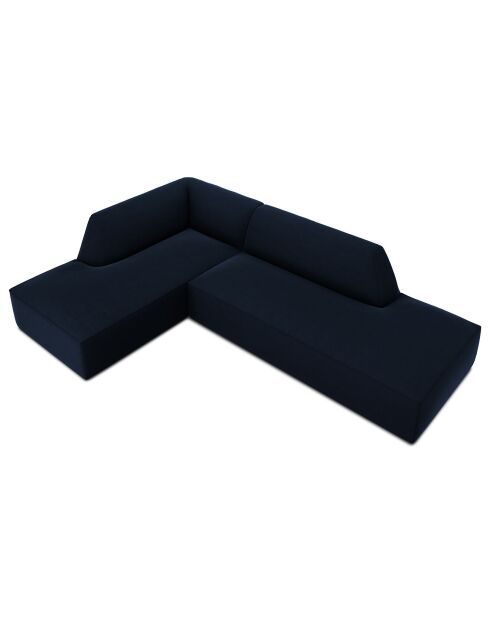 Canapé d'angle gauche 4 places velours Sao bleu roi - 273x180x69 cm