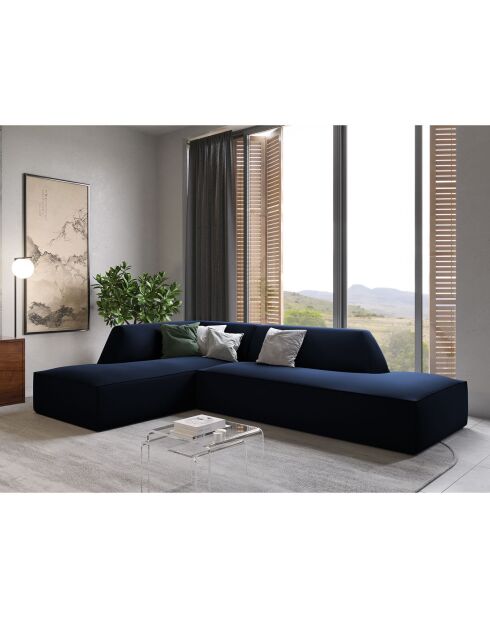 Canapé d'angle gauche 4 places velours Sao bleu roi - 273x180x69 cm