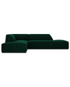 Canapé d'angle gauche 4 places velours Sao vert bouteille - 273x180x69 cm