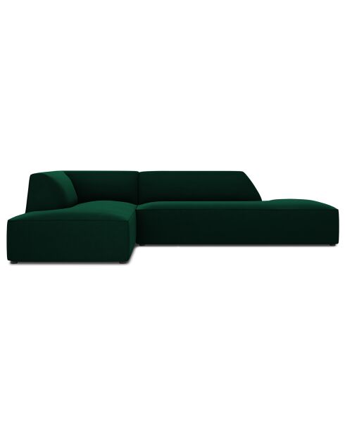 Canapé d'angle gauche 4 places velours Sao vert bouteille - 273x180x69 cm