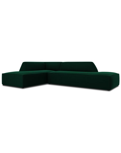 Canapé d'angle gauche 4 places velours Sao vert bouteille - 273x180x69 cm