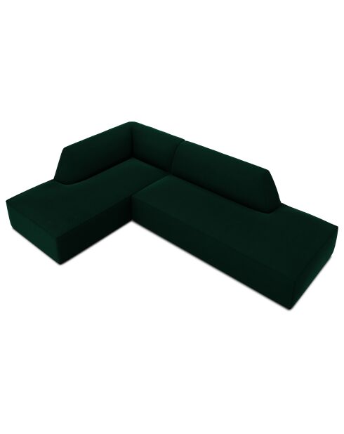 4-Sitzer-Ecksofa links Samt Sao flaschengrün - 273x180x69 cm