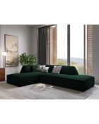 Canapé d'angle gauche 4 places velours Sao vert bouteille - 273x180x69 cm
