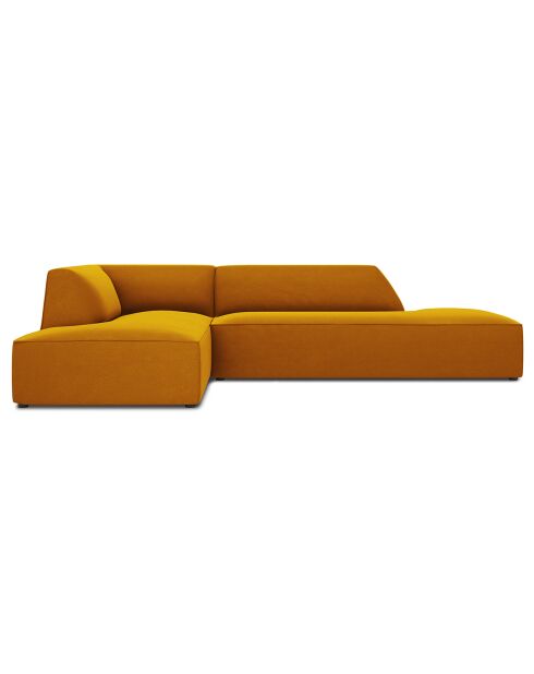 Canapé d'angle gauche 4 places velours Sao jaune - 273x180x69 cm