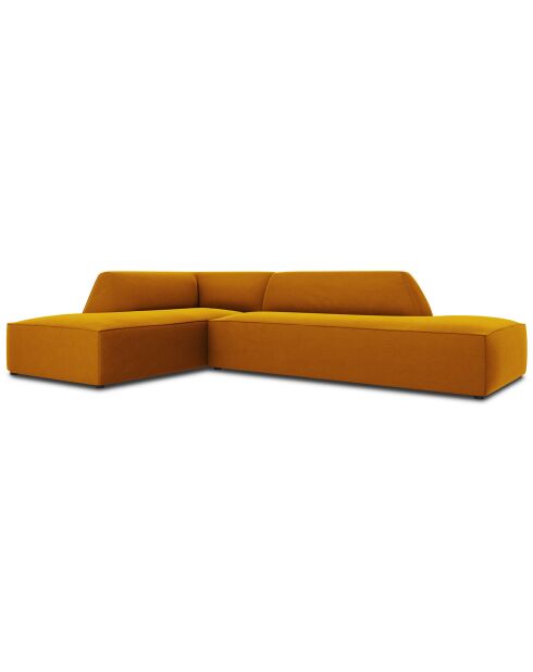 Canapé d'angle gauche 4 places velours Sao jaune - 273x180x69 cm