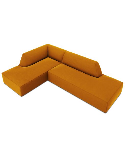 Canapé d'angle gauche 4 places velours Sao jaune - 273x180x69 cm
