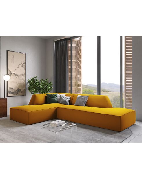 Linkes Ecksofa 4 Sitze gelber Sao-Samt - 273x180x69 cm