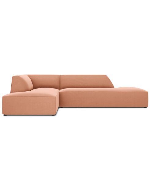 Canapé d'angle gauche 4 places velours Sao rose - 273x180x69 cm