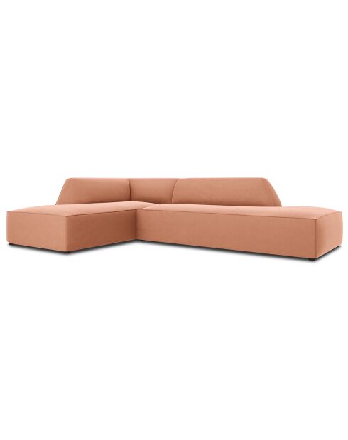 Canapé d'angle gauche 4 places velours Sao rose - 273x180x69 cm