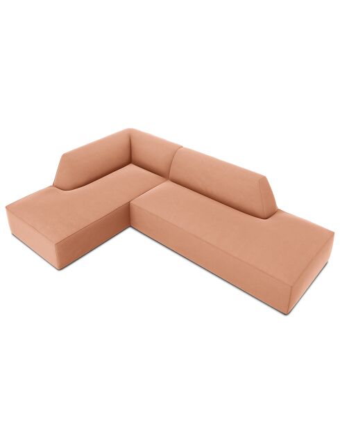 Canapé d'angle gauche 4 places velours Sao rose - 273x180x69 cm