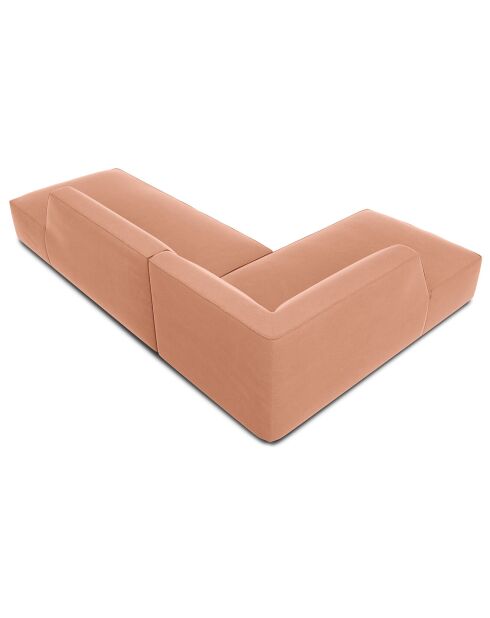 Canapé d'angle gauche 4 places velours Sao rose - 273x180x69 cm